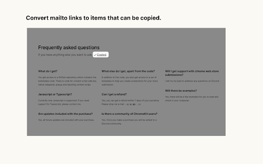 Copy mailto email from Chrome web store to be run with OffiDocs Chromium online Copy mailto email from Chrome web store to be run with OffiDocs Chromium online