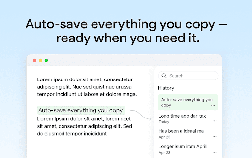 Copy Paste History from Chrome web store to be run with OffiDocs Chromium online Copy Paste History from Chrome web store to be run with OffiDocs Chromium online