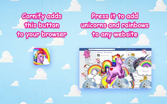 Cornify Unicorn and rainbow happiness!!! from Chrome web store to be run with OffiDocs Chromium online Cornify Unicorn and rainbow happiness!!! from Chrome web store to be run with OffiDocs Chromium online