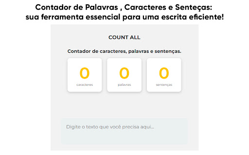 Count All Caracteres|Palavras|Sentenças. from Chrome web store to be run with OffiDocs Chromium online Count All Caracteres|Palavras|Sentenças. from Chrome web store to be run with OffiDocs Chromium online