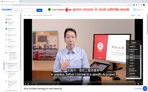Coursera Dual Subtitle from Chrome web store to be run with OffiDocs Chromium online Coursera Dual Subtitle from Chrome web store to be run with OffiDocs Chromium online
