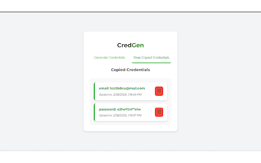 CredGen from Chrome web store to be run with OffiDocs Chromium online CredGen from Chrome web store to be run with OffiDocs Chromium online