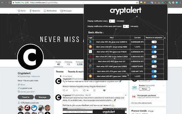 Cryptalert from Chrome web store to be run with OffiDocs Chromium online Cryptalert from Chrome web store to be run with OffiDocs Chromium online