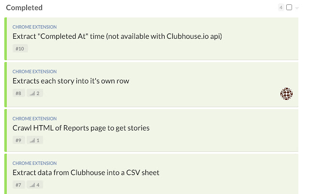 CSV export for Clubhouse.io Reports from Chrome web store to be run with OffiDocs Chromium online CSV export for Clubhouse.io Reports from Chrome web store to be run with OffiDocs Chromium online