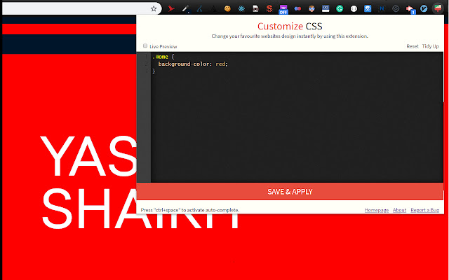 Customize CSS from Chrome web store to be run with OffiDocs Chromium online Customize CSS from Chrome web store to be run with OffiDocs Chromium online