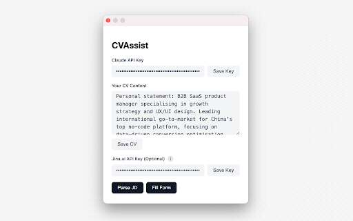 CVAssist from Chrome web store to be run with OffiDocs Chromium online CVAssist from Chrome web store to be run with OffiDocs Chromium online