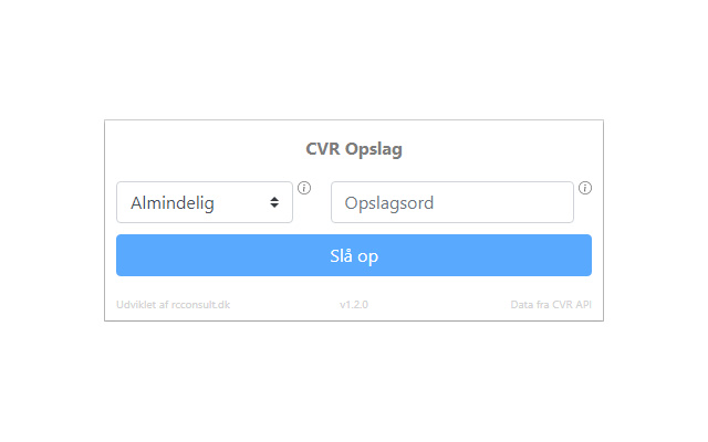 CVR Opslag from Chrome web store to be run with OffiDocs Chromium online CVR Opslag from Chrome web store to be run with OffiDocs Chromium online