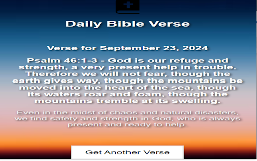 Daily Bible Verse from Chrome web store to be run with OffiDocs Chromium online Daily Bible Verse from Chrome web store to be run with OffiDocs Chromium online