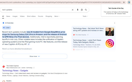 Daily Tech Quote from Chrome web store to be run with OffiDocs Chromium online Daily Tech Quote from Chrome web store to be run with OffiDocs Chromium online