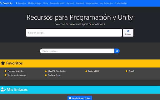 DevLinks Nueva Pestaña from Chrome web store to be run with OffiDocs Chromium online DevLinks Nueva Pestaña from Chrome web store to be run with OffiDocs Chromium online
