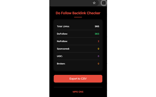 Do Follow Backlink checker MPG ONE from Chrome web store to be run with OffiDocs Chromium online Do Follow Backlink checker MPG ONE from Chrome web store to be run with OffiDocs Chromium online