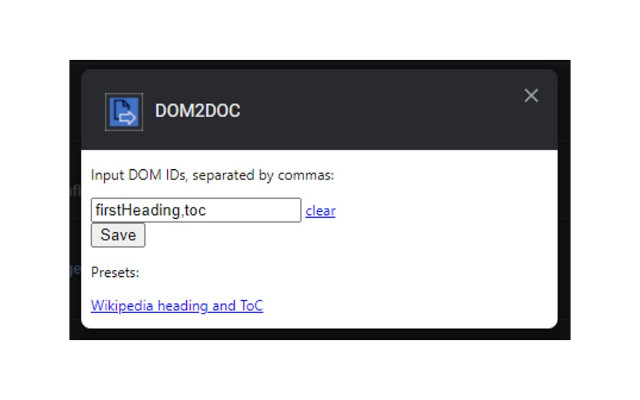 DOM2DOC from Chrome web store to be run with OffiDocs Chromium online DOM2DOC from Chrome web store to be run with OffiDocs Chromium online