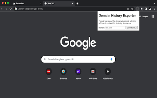 Domain History Exporter from Chrome web store to be run with OffiDocs Chromium online Domain History Exporter from Chrome web store to be run with OffiDocs Chromium online