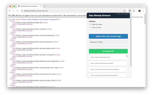 Easy Sitemap Extractor from Chrome web store to be run with OffiDocs Chromium online Easy Sitemap Extractor from Chrome web store to be run with OffiDocs Chromium online