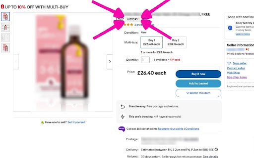 eBay Sold History Button See Item Purchase History from Chrome web store to be run with OffiDocs Chromium online eBay Sold History Button See Item Purchase History from Chrome web store to be run with OffiDocs Chromium online