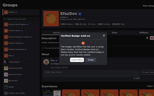 Efazs Roblox Verified Badge Add on from Chrome web store to be run with OffiDocs Chromium online Efazs Roblox Verified Badge Add on from Chrome web store to be run with OffiDocs Chromium online