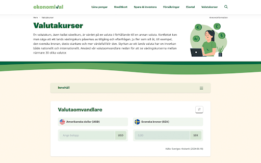 Ekonomivals valutaomvandlare: Aktuella växelkurser from Chrome web store to be run with OffiDocs Chromium online Ekonomivals valutaomvandlare: Aktuella växelkurser from Chrome web store to be run with OffiDocs Chromium online