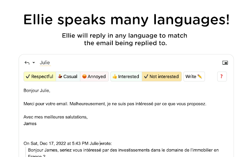 Ellie: Your Professional AI Email Assistant from Chrome web store to be run with OffiDocs Chromium online Ellie: Your Professional AI Email Assistant from Chrome web store to be run with OffiDocs Chromium online