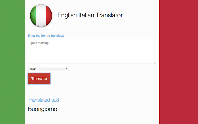 English Italian Translator from Chrome web store to be run with OffiDocs Chromium online English Italian Translator from Chrome web store to be run with OffiDocs Chromium online