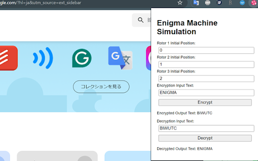 Enigma Machine Simulation from Chrome web store to be run with OffiDocs Chromium online Enigma Machine Simulation from Chrome web store to be run with OffiDocs Chromium online