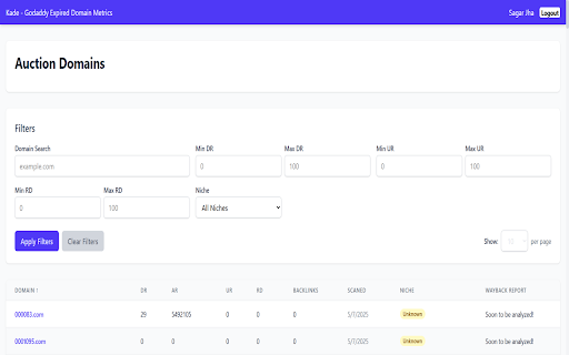 Expired Domain Analyzer from Chrome web store to be run with OffiDocs Chromium online Expired Domain Analyzer from Chrome web store to be run with OffiDocs Chromium online