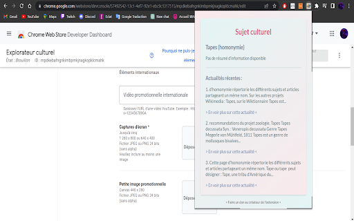 Explorateur culturel from Chrome web store to be run with OffiDocs Chromium online Explorateur culturel from Chrome web store to be run with OffiDocs Chromium online