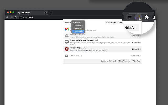 Extension Manager with Profiles from Chrome web store to be run with OffiDocs Chromium online Extension Manager with Profiles from Chrome web store to be run with OffiDocs Chromium online