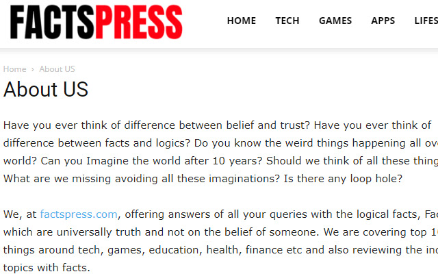 FactsPress.com from Chrome web store to be run with OffiDocs Chromium online FactsPress.com from Chrome web store to be run with OffiDocs Chromium online