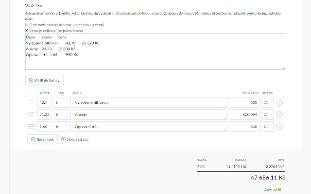 Fakturoid import z TSV (Excel) from Chrome web store to be run with OffiDocs Chromium online Fakturoid import z TSV (Excel) from Chrome web store to be run with OffiDocs Chromium online