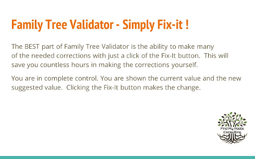 Family Tree Validator from Chrome web store to be run with OffiDocs Chromium online Family Tree Validator from Chrome web store to be run with OffiDocs Chromium online