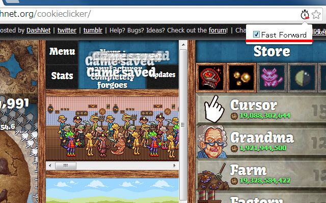 Fast Forward Cookie Clicker from Chrome web store to be run with OffiDocs Chromium online Fast Forward Cookie Clicker from Chrome web store to be run with OffiDocs Chromium online