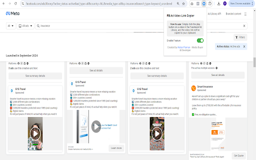 FB Ad Video Link Copier from Chrome web store to be run with OffiDocs Chromium online FB Ad Video Link Copier from Chrome web store to be run with OffiDocs Chromium online