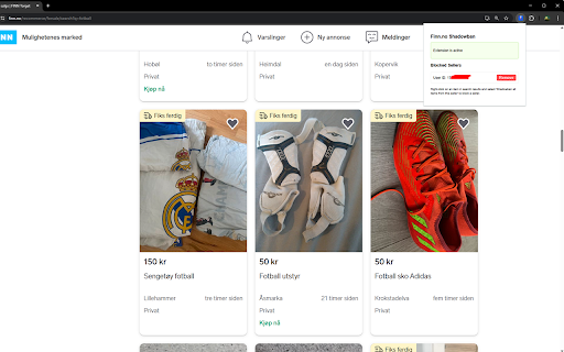 Finn.no Shadowban from Chrome web store to be run with OffiDocs Chromium online Finn.no Shadowban from Chrome web store to be run with OffiDocs Chromium online