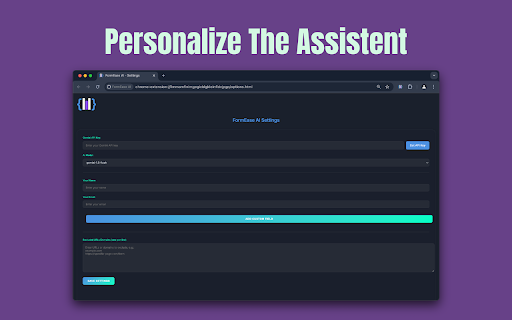 FormEase AI: Free Intelligent Auto Filler for Forms, Jobs and More–Speed Up from Chrome web store to be run with OffiDocs Chromium online FormEase AI: Free Intelligent Auto Filler for Forms, Jobs and More–Speed Up from Chrome web store to be run with OffiDocs Chromium online