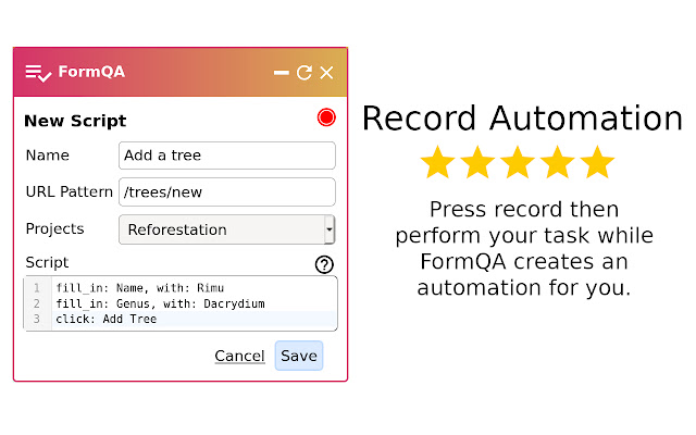 FormQA Simple Browser Automation for Teams from Chrome web store to be run with OffiDocs Chromium online FormQA Simple Browser Automation for Teams from Chrome web store to be run with OffiDocs Chromium online