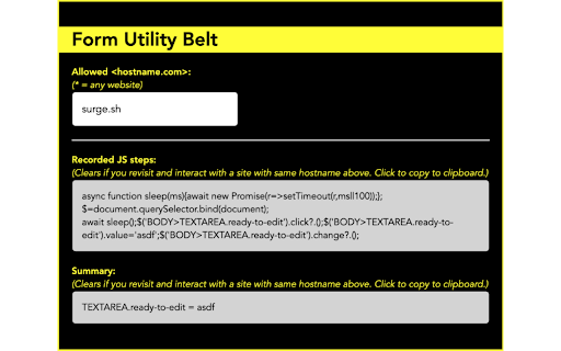 Form Utility Belt from Chrome web store to be run with OffiDocs Chromium online Form Utility Belt from Chrome web store to be run with OffiDocs Chromium online
