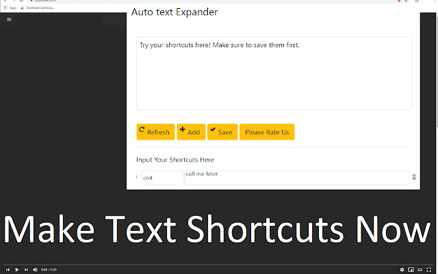 Free Auto Text Expander for Google Chrome™ from Chrome web store to be run with OffiDocs Chromium online Free Auto Text Expander for Google Chrome™ from Chrome web store to be run with OffiDocs Chromium online