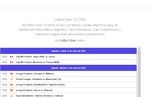 Futbol Libre EN VIVO Resultados Ver Resultados de Futbol en Vivo Directo from Chrome web store to be run with OffiDocs Chromium online Futbol Libre EN VIVO Resultados Ver Resultados de Futbol en Vivo Directo from Chrome web store to be run with OffiDocs Chromium online