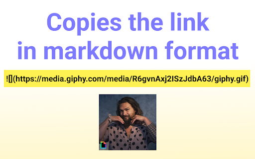 Giphy Markdown Link from Chrome web store to be run with OffiDocs Chromium online Giphy Markdown Link from Chrome web store to be run with OffiDocs Chromium online
