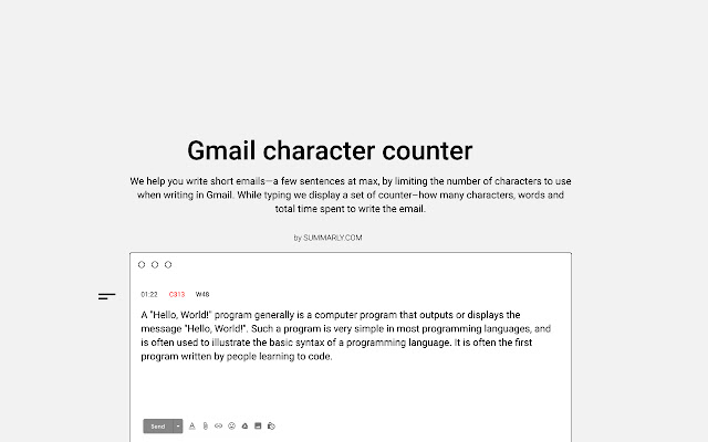 Gmail character counter from Chrome web store to be run with OffiDocs Chromium online Gmail character counter from Chrome web store to be run with OffiDocs Chromium online