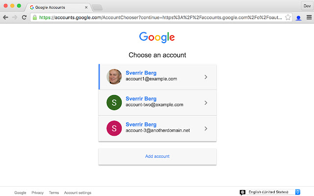 Google Account Chooser from Chrome web store to be run with OffiDocs Chromium online Google Account Chooser from Chrome web store to be run with OffiDocs Chromium online