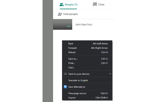 Google Meet Attendance from Chrome web store to be run with OffiDocs Chromium online Google Meet Attendance from Chrome web store to be run with OffiDocs Chromium online