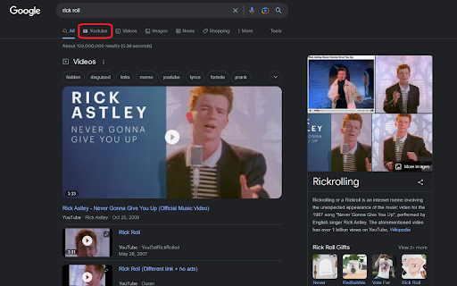 Google Search to Youtube Redirector from Chrome web store to be run with OffiDocs Chromium online Google Search to Youtube Redirector from Chrome web store to be run with OffiDocs Chromium online