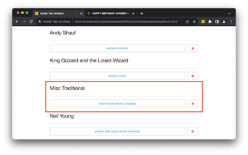 Guitar Tab Archiver from Chrome web store to be run with OffiDocs Chromium online Guitar Tab Archiver from Chrome web store to be run with OffiDocs Chromium online
