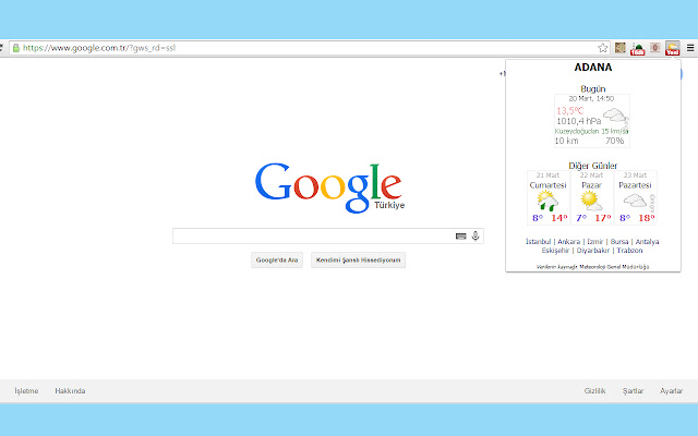 Gunun Hava Durumu from Chrome web store to be run with OffiDocs Chromium online Gunun Hava Durumu from Chrome web store to be run with OffiDocs Chromium online