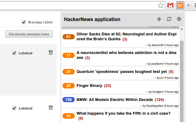 HackerNews reader from Chrome web store to be run with OffiDocs Chromium online HackerNews reader from Chrome web store to be run with OffiDocs Chromium online