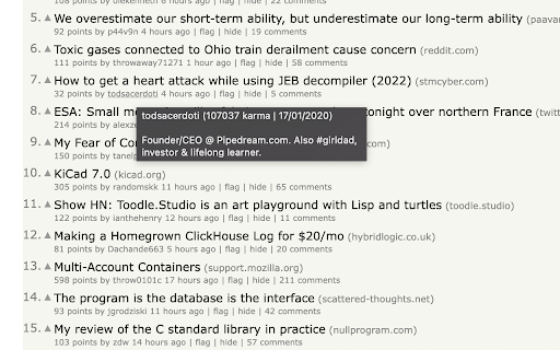 Hacker News User Link Pop up from Chrome web store to be run with OffiDocs Chromium online Hacker News User Link Pop up from Chrome web store to be run with OffiDocs Chromium online