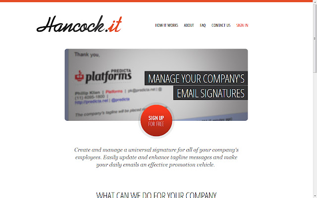 Hancock.it from Chrome web store to be run with OffiDocs Chromium online Hancock.it from Chrome web store to be run with OffiDocs Chromium online