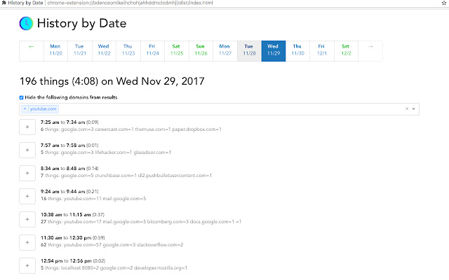 History by Date from Chrome web store to be run with OffiDocs Chromium online History by Date from Chrome web store to be run with OffiDocs Chromium online
