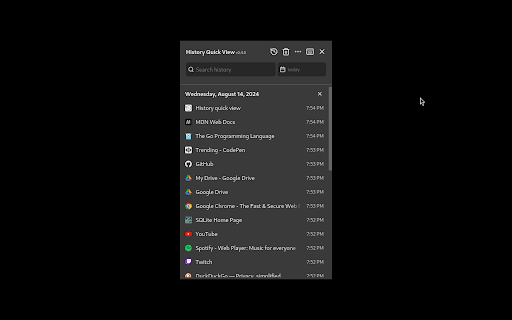 History quick view from Chrome web store to be run with OffiDocs Chromium online History quick view from Chrome web store to be run with OffiDocs Chromium online